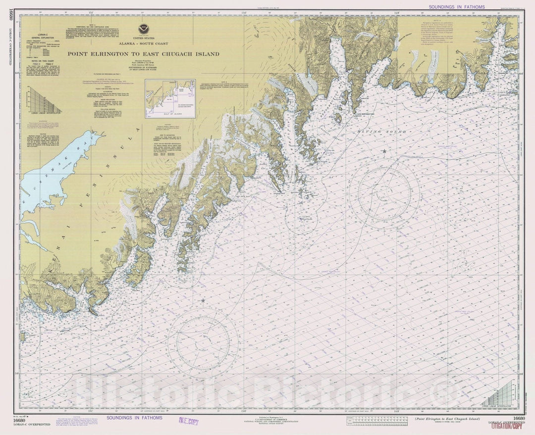 Historic Nautical Map - Point Elrington To East Chugach Island, AK, 1981 NOAA Chart - Vintage Wall Art