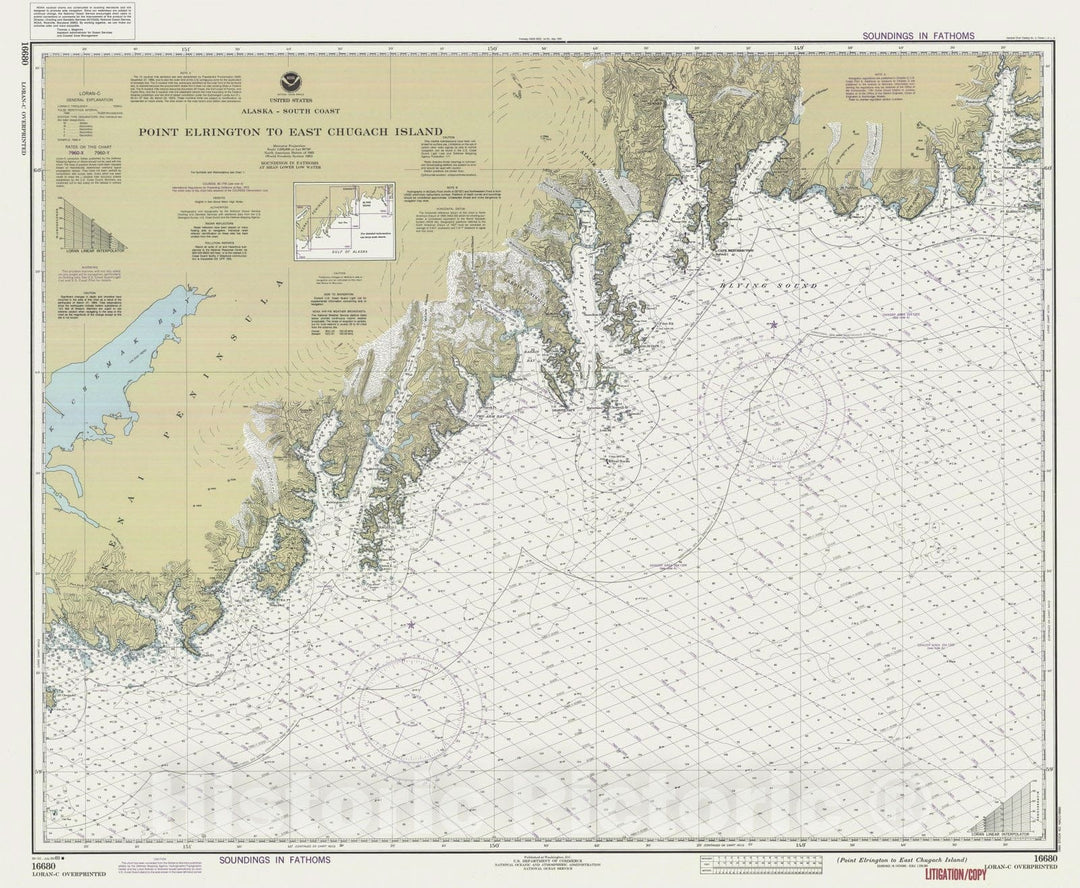 Historic Nautical Map - Point Elrington To East Chugach Island, AK, 1989 NOAA Chart - Vintage Wall Art