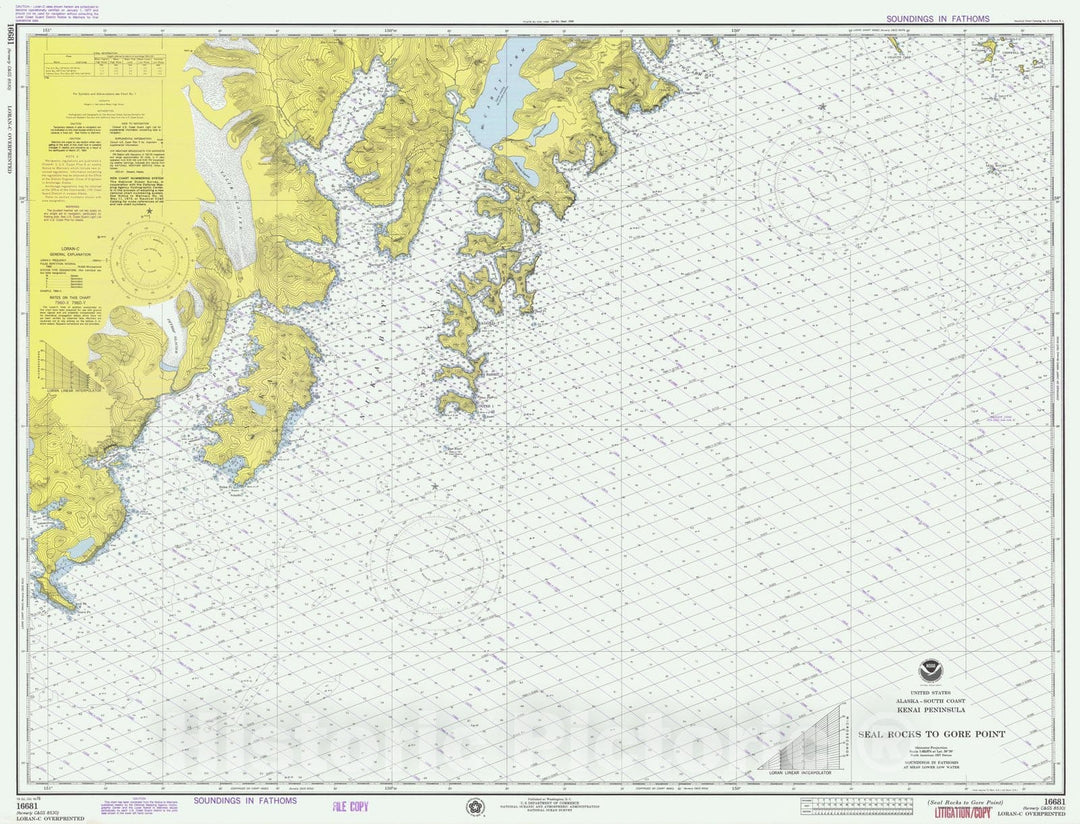 Historic Nautical Map - Seal Rocks To Gore Point, AK, 1976 NOAA Chart - Vintage Wall Art, v2