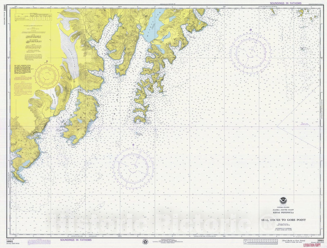 Historic Nautical Map - Seal Rocks To Gore Point, AK, 1976 NOAA Chart - Vintage Wall Art