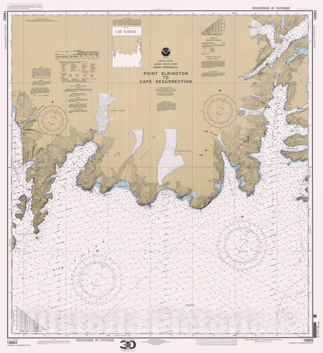 Historic Nautical Map - Point Elrington To Cape Resurrection, AK, 2000 NOAA Chart - Vintage Wall Art