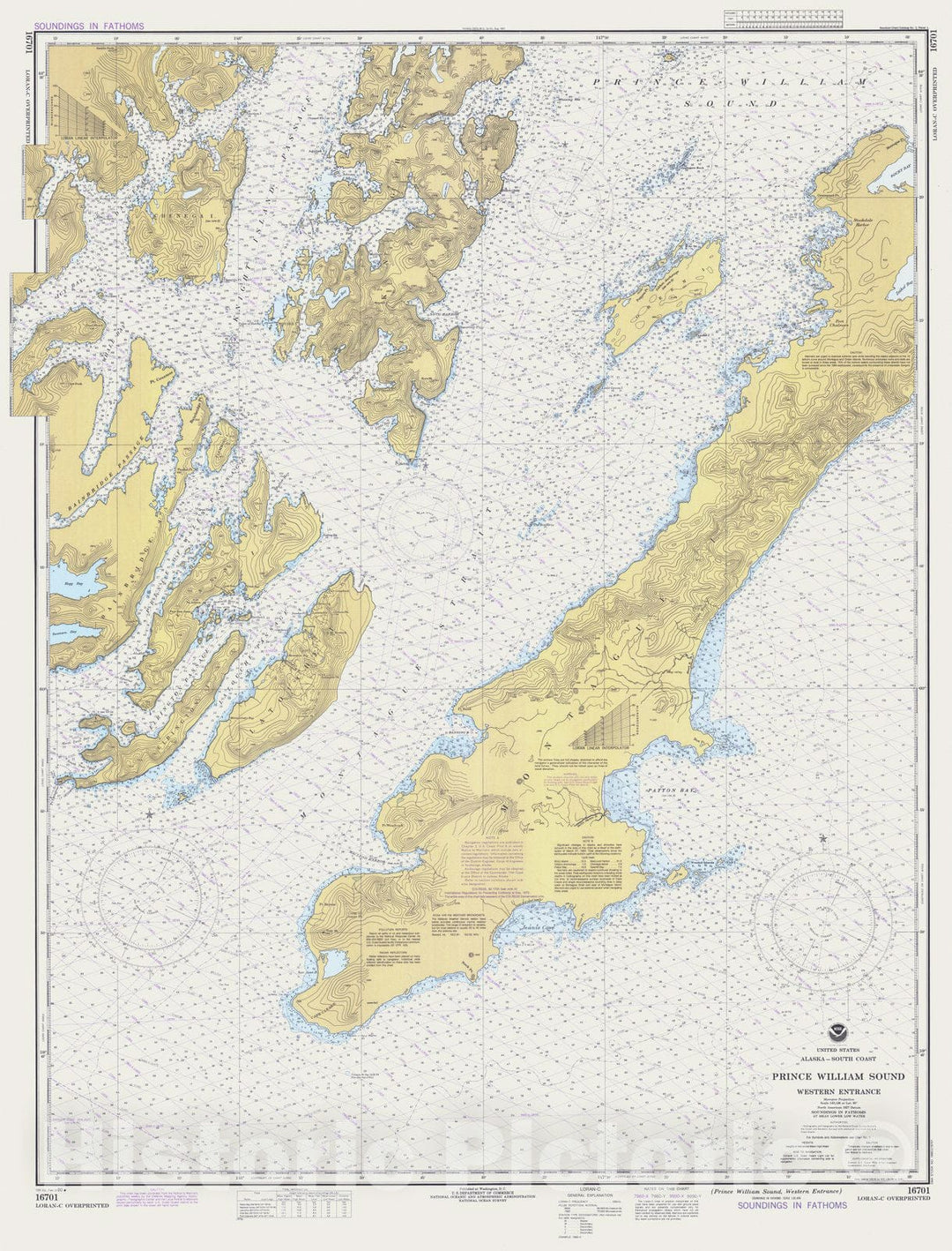 Historic Nautical Map - Prince William Sound Western Entrance, AK, 1980 NOAA Chart - Vintage Wall Art