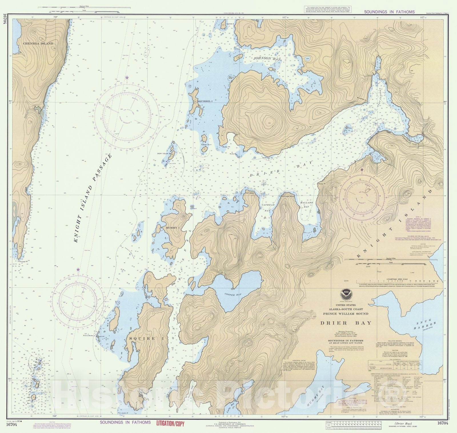 Historic Nautical Map - Drier Bay, AK, 1990 NOAA Chart - Vintage Wall Art