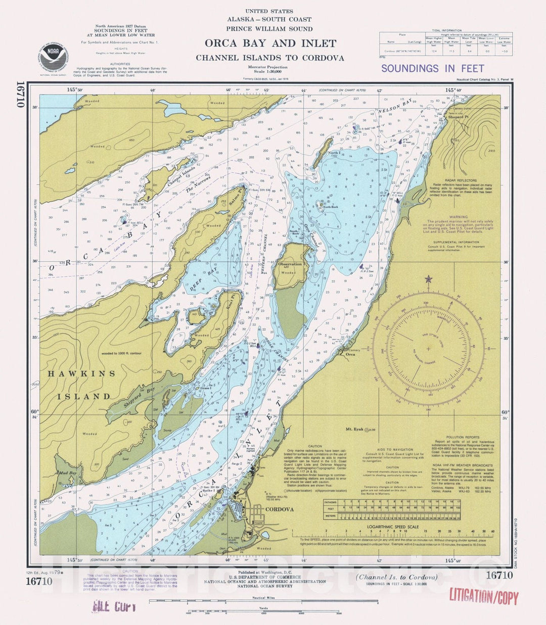 Historic Nautical Map - Channel Is To Cordova, AK, 1979 NOAA Chart - Vintage Wall Art