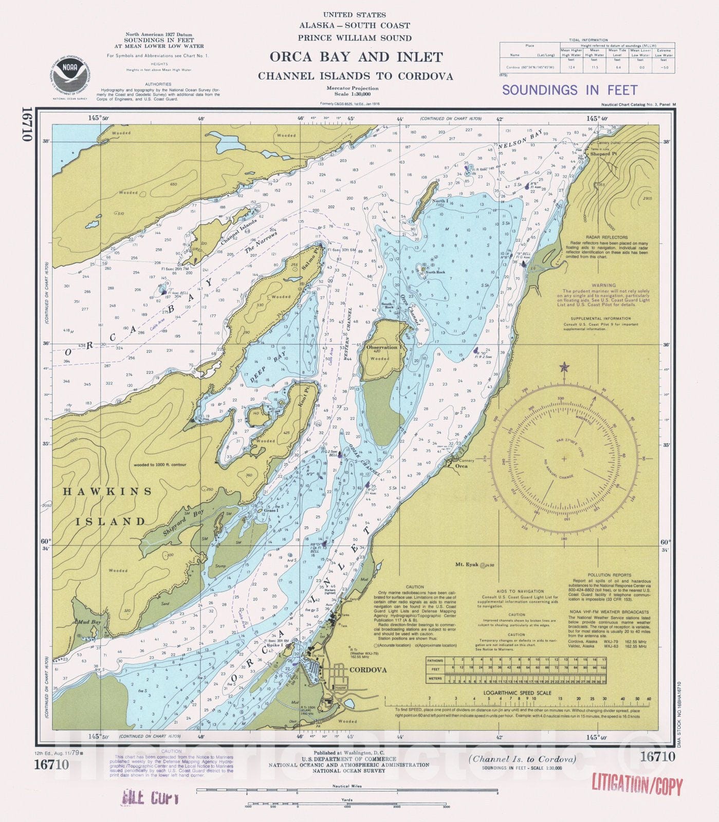 Historic Nautical Map - Channel Is To Cordova, AK, 1979 NOAA Chart - Vintage Wall Art