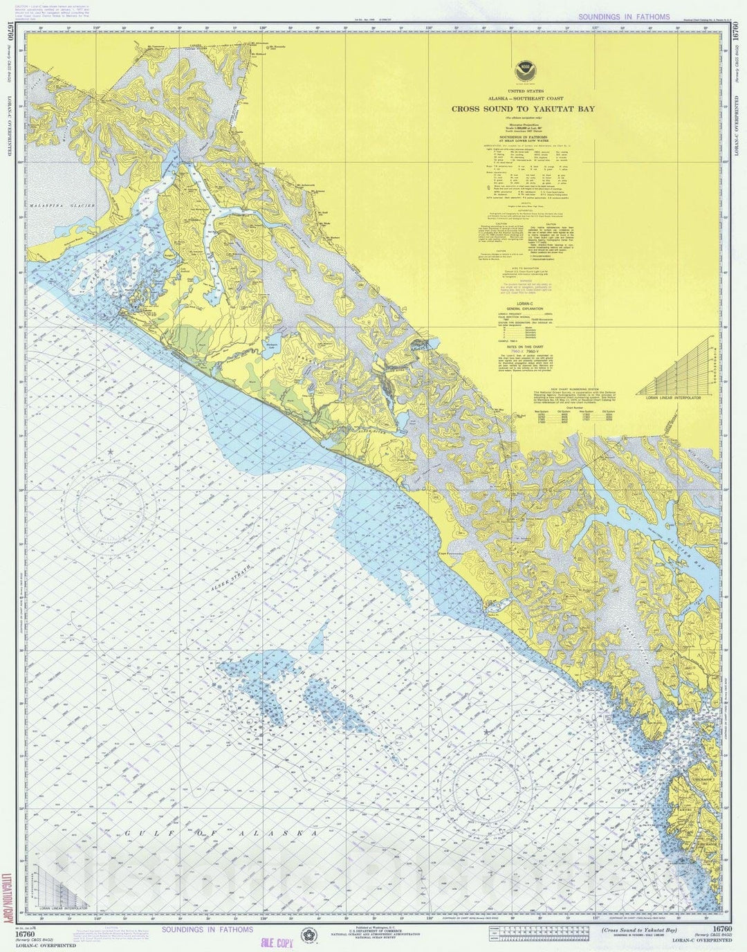 Historic Nautical Map - Cross Sound To Yakutat Bay, AK, 1976 NOAA Chart - Vintage Wall Art