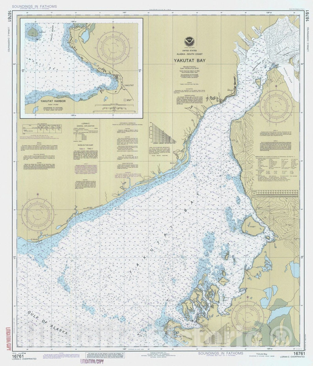 Historic Nautical Map - Yakutat Bay, AK, 1990 NOAA Chart - Vintage Wall Art