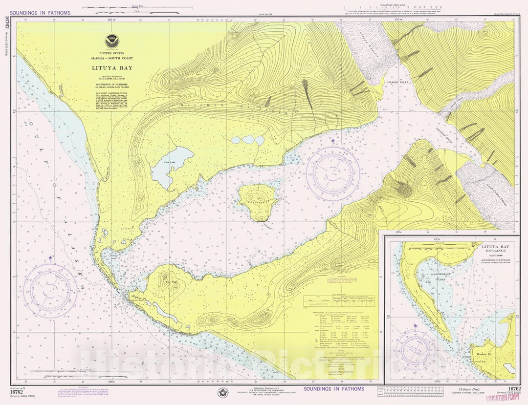 Historic Nautical Map - Lituya Bay, AK, 1975 NOAA Chart - Vintage Wall Art