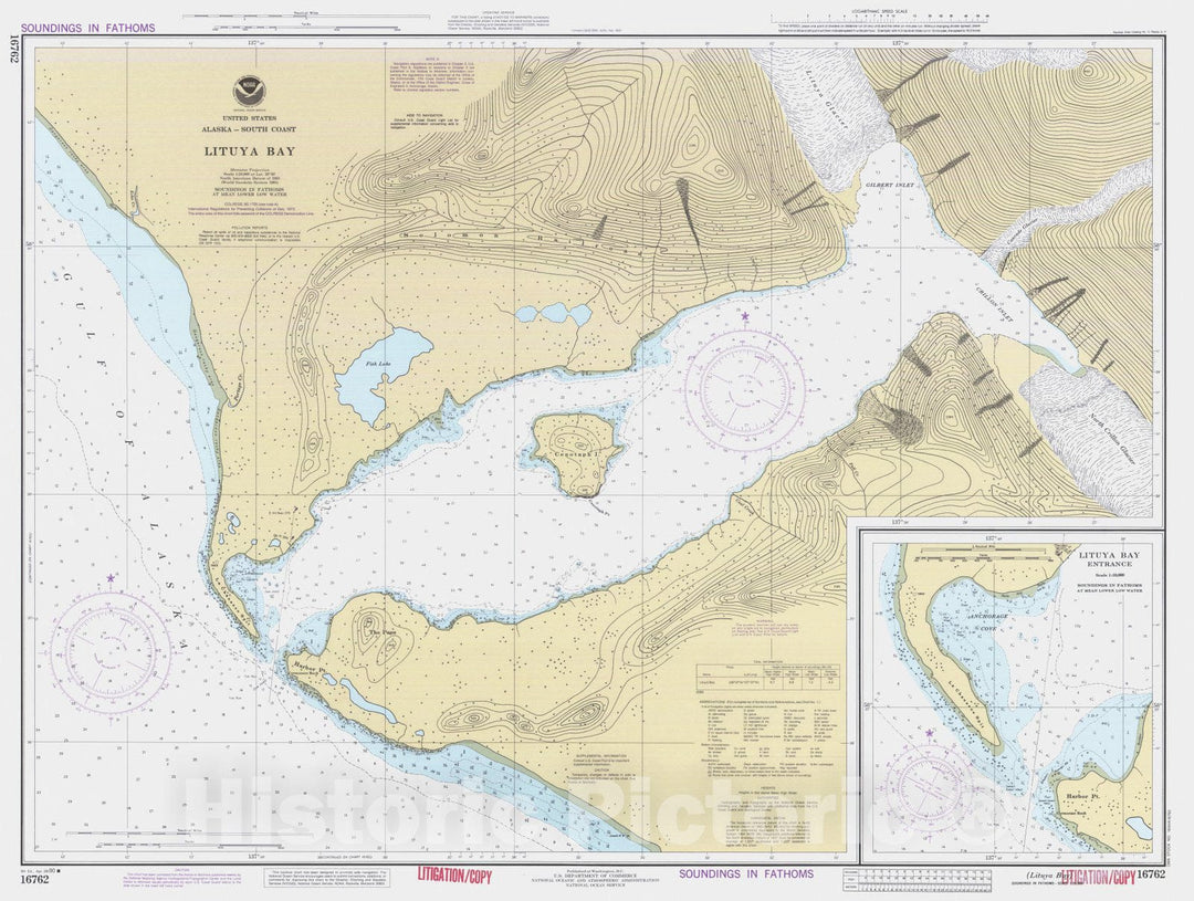 Historic Nautical Map - Lituya Bay, AK, 1990 NOAA Chart - Vintage Wall Art