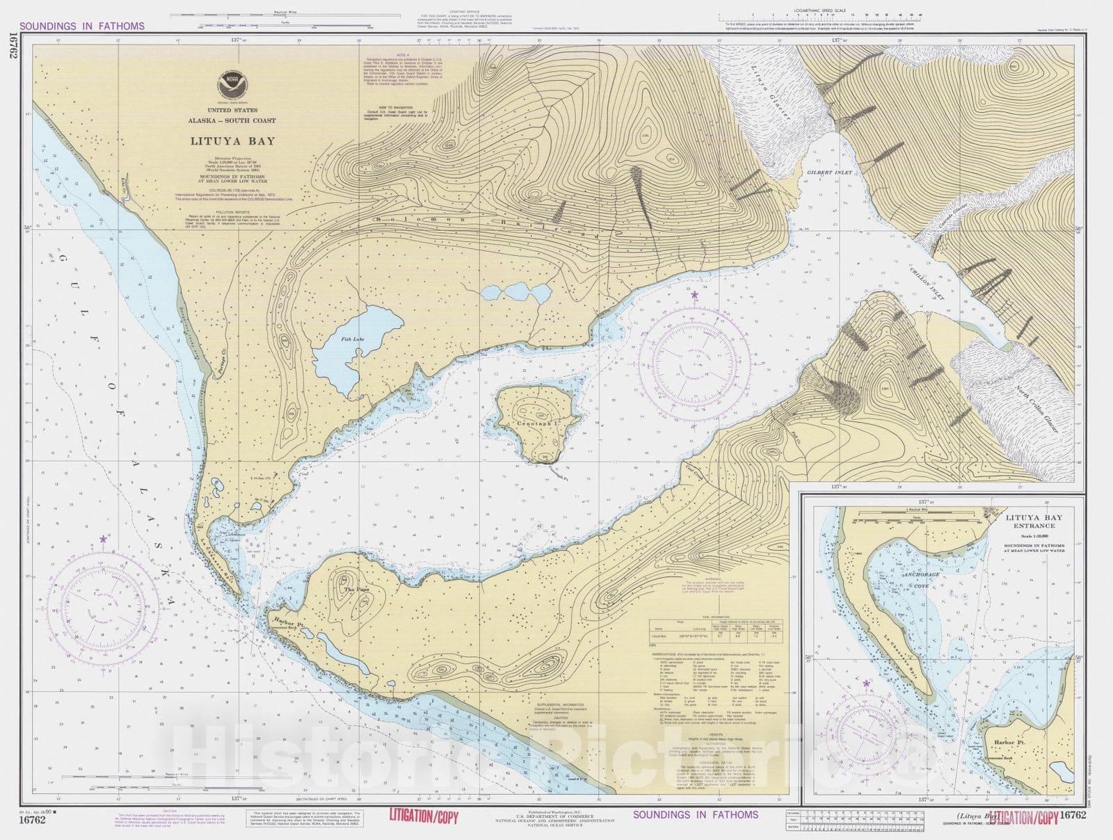 Historic Nautical Map - Lituya Bay, AK, 1990 NOAA Chart - Vintage Wall Art