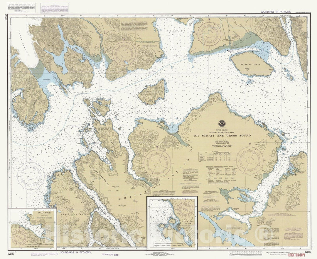 Historic Nautical Map - Icy Strait And Cross Sound, AK, 1989 NOAA Chart - Vintage Wall Art