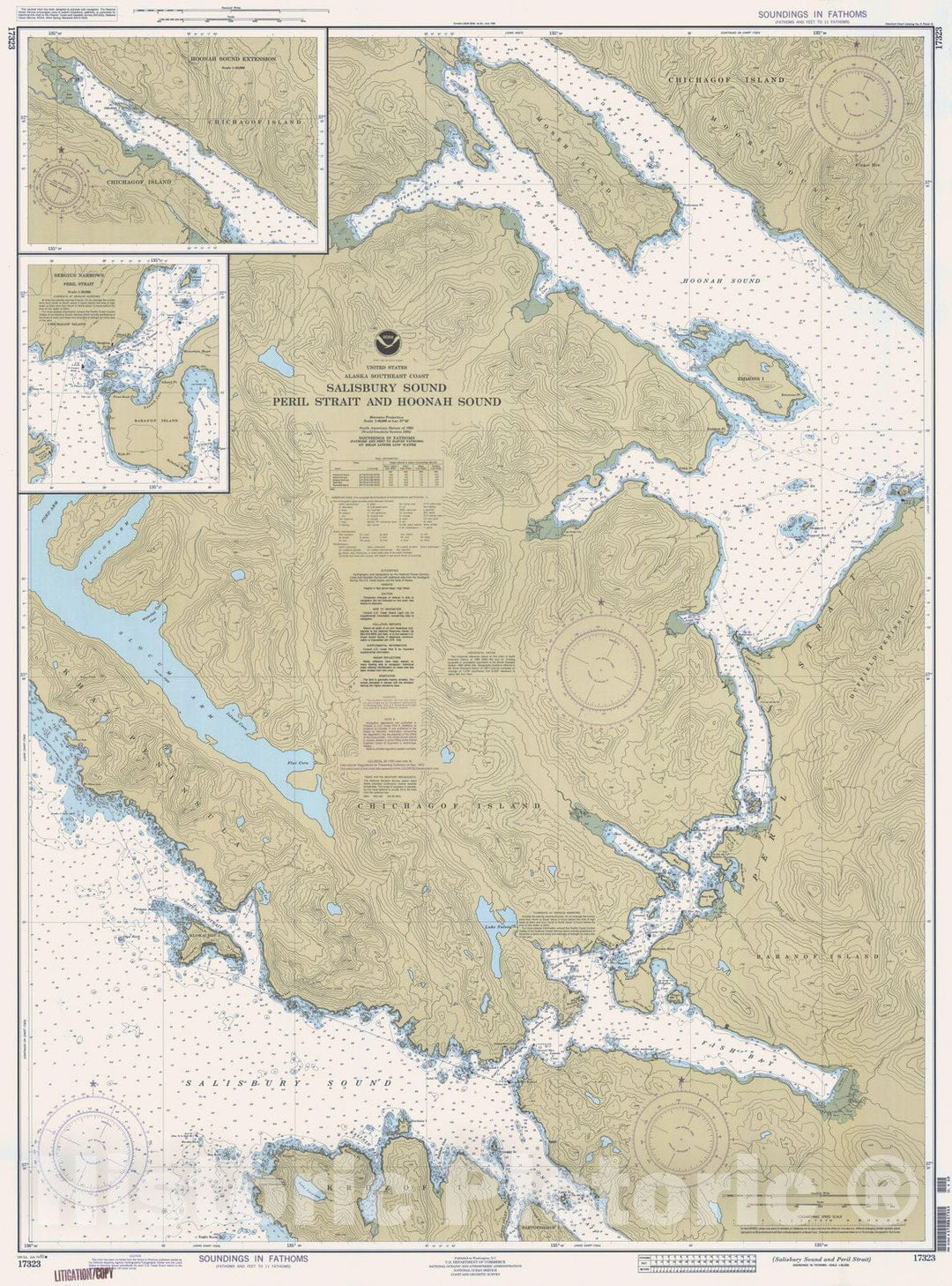Historic Nautical Map - Salisbury Sound And Peril Strait, AK, 1993 NOAA Chart - Vintage Wall Art