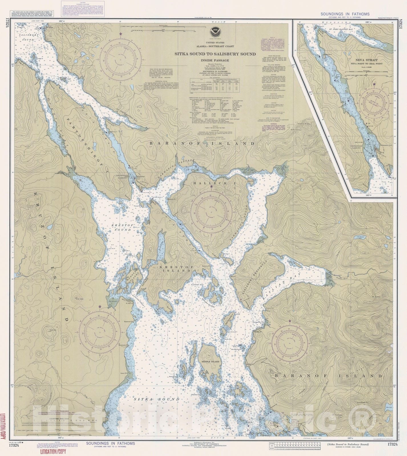 Historic Nautical Map - Sitka Sound To Salisbury Sound, AK, 1989 NOAA Chart - Vintage Wall Art