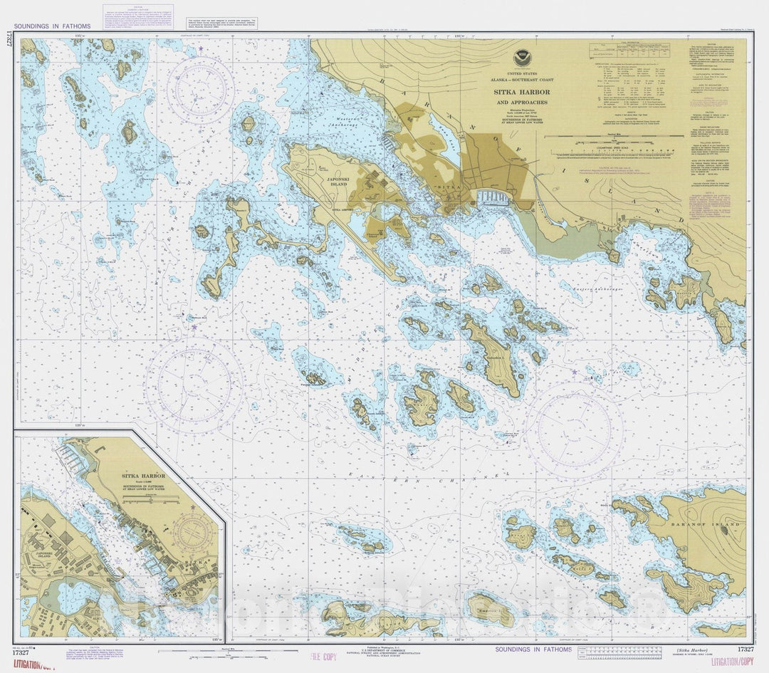 Historic Nautical Map - Sitka Harbor, AK, 1983 NOAA Chart - Vintage Wall Art