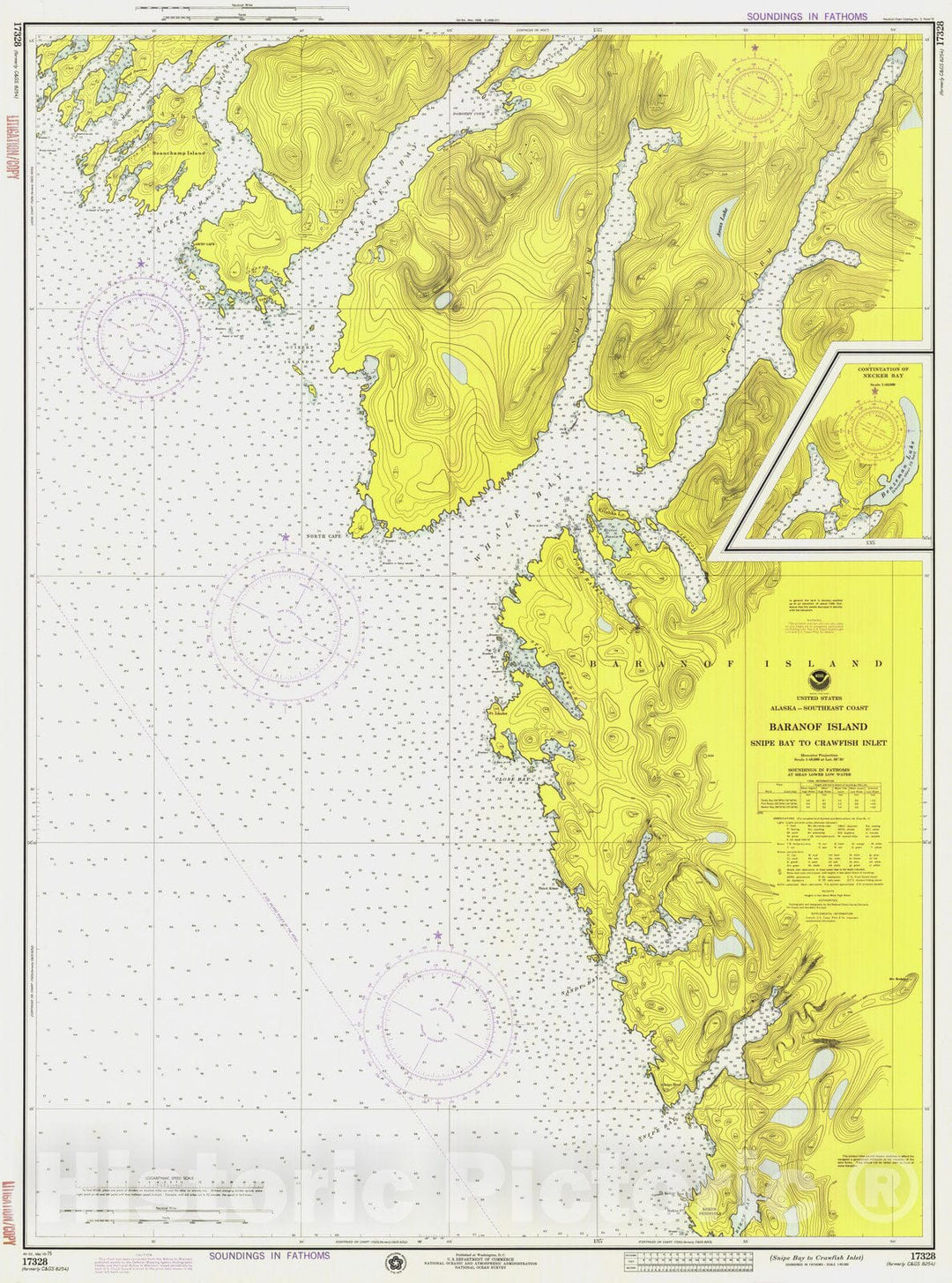 Historic Nautical Map - Snipe Bay To Crawfish Inlet, AK, 1975 NOAA Chart - Vintage Wall Art