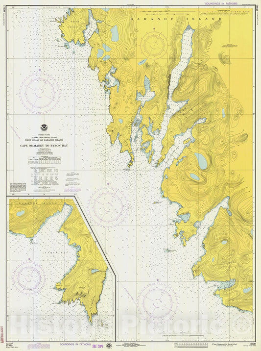Historic Nautical Map - Cape Ommaney To Byron Bay, AK, 1976 NOAA Chart - Vintage Wall Art