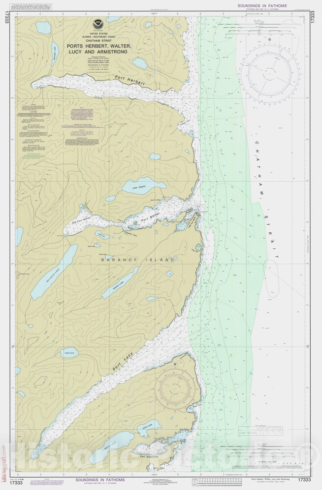 Historic Nautical Map - Ports Herbert Walter Lucy And Armstrong, AK, 1989 NOAA Chart - Vintage Wall Art