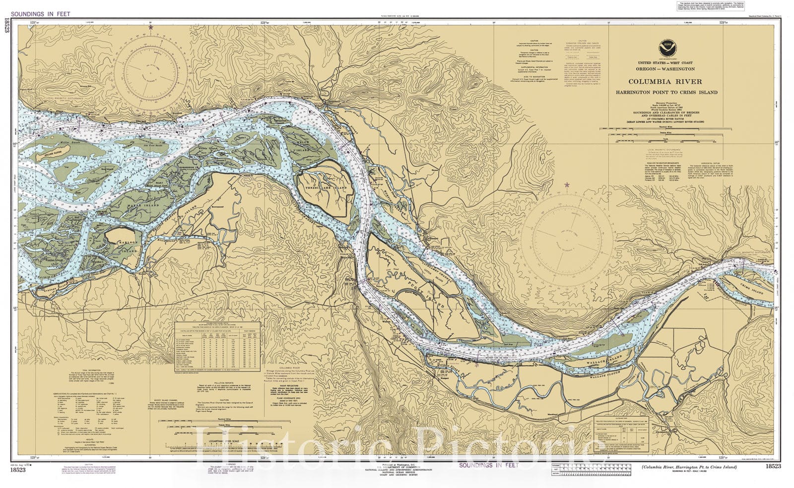Historic Nautical Map - Columbia River Harrington Pt To Crims Island, OR, WA, 1993 NOAA Chart - Vintage Wall Art