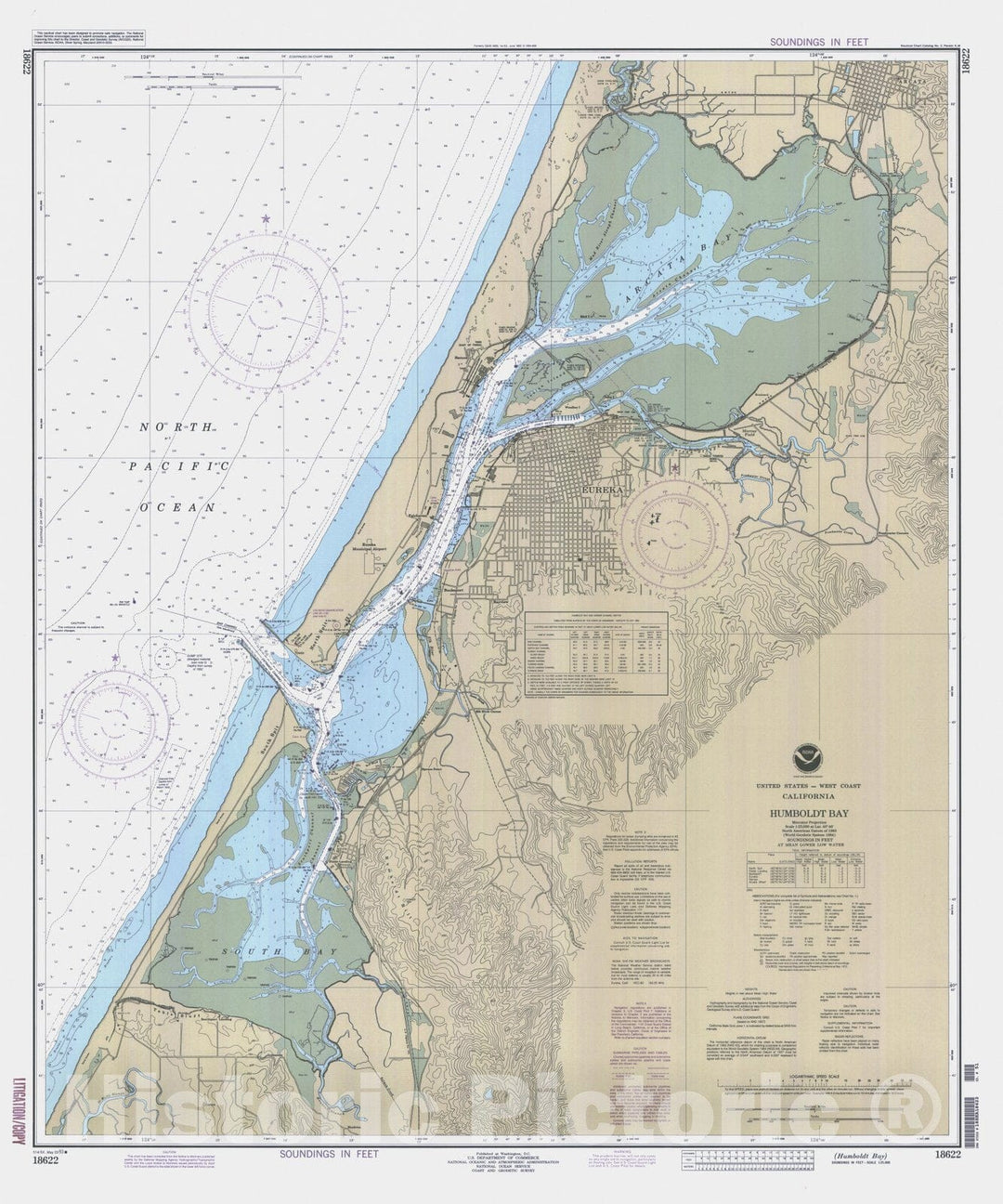 Historic Nautical Map - Humboldt Bay, CA, 1993 NOAA Chart - Vintage Wall Art