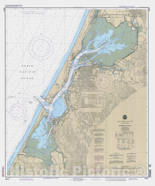 Historic Nautical Map - Humboldt Bay, CA, 1993 NOAA Chart - Vintage Wall Art