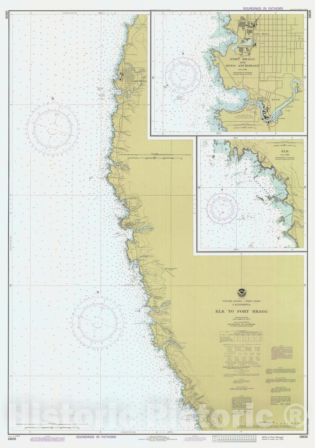 Historic Nautical Map - Elk To Fort Bragg, CA, 1980 NOAA Chart - Vintage Wall Art
