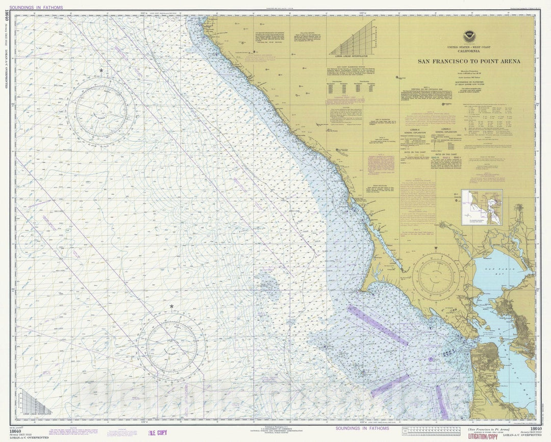Historic Nautical Map - San Francisco To Pt Arena, CA, 1977 NOAA Chart - Vintage Wall Art