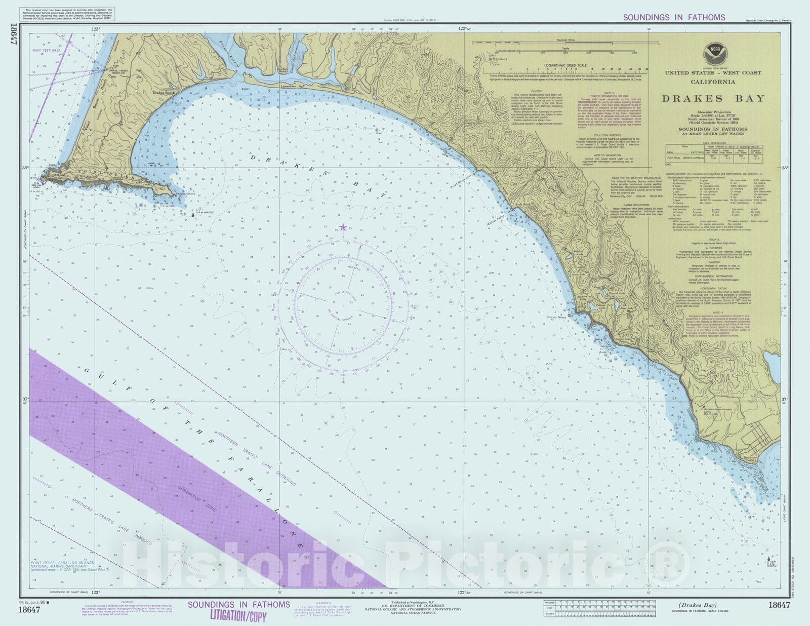 Historic Nautical Map - Drakes Bay, CA, 1990 NOAA Chart - Vintage Wall Art