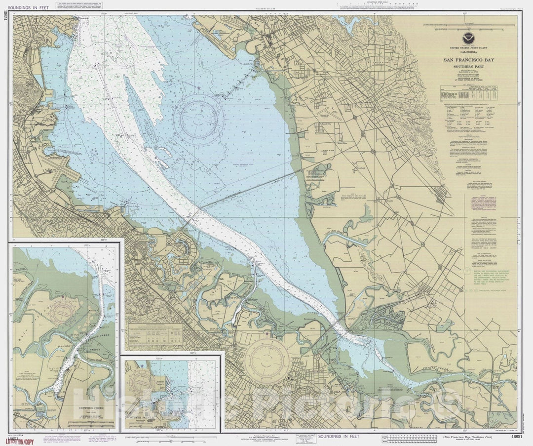 Historic Nautical Map - San Francisco Bay Southern Part, CA, 1991 NOAA Chart - Vintage Wall Art
