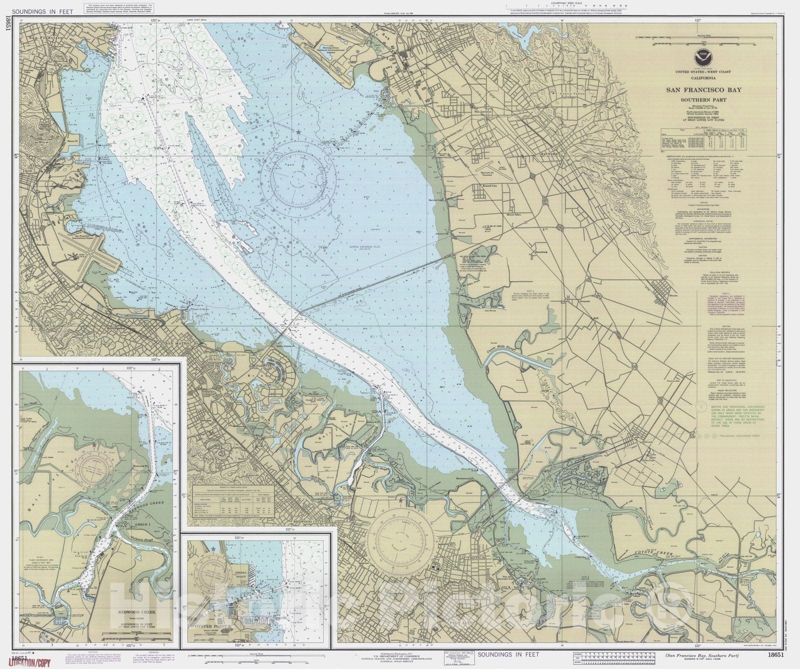 Historic Nautical Map - San Francisco Bay Southern Part, CA, 1991 NOAA Chart - Vintage Wall Art