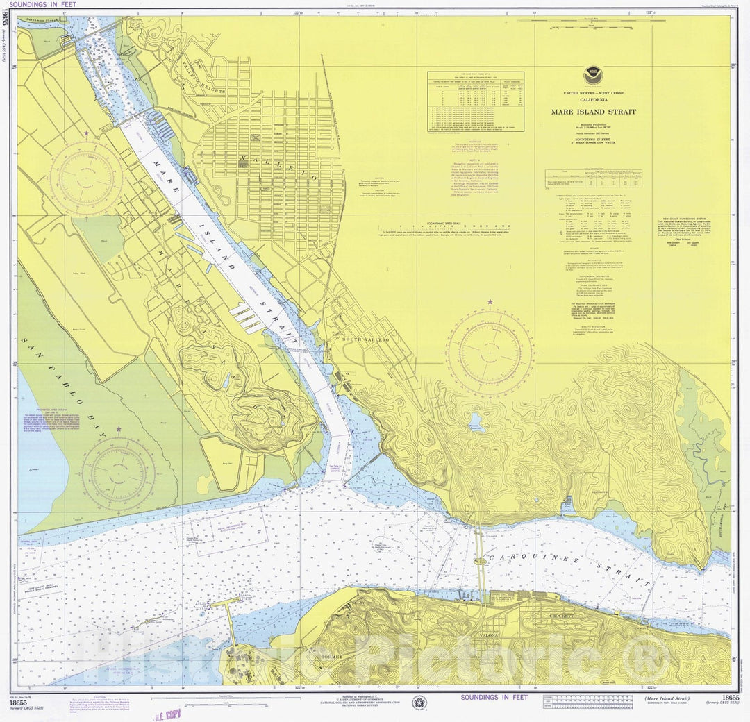 Historic Nautical Map - Mare Island Strait, CA, 1976 NOAA Chart - Vintage Wall Art
