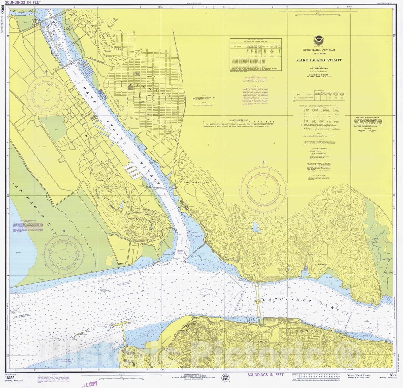 Historic Nautical Map - Mare Island Strait, CA, 1976 NOAA Chart - Vintage Wall Art