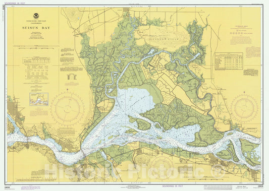 Historic Nautical Map - Suisun Bay, CA, 1977 NOAA Chart - Vintage Wall Art