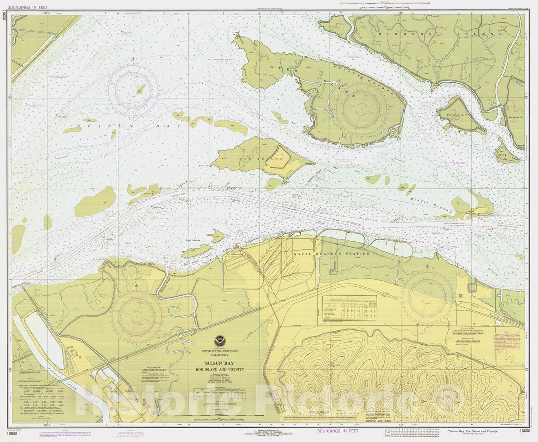 Historic Nautical Map - Suisun Bay Roe Island And Vicinity, CA, 1979 NOAA Chart - Vintage Wall Art