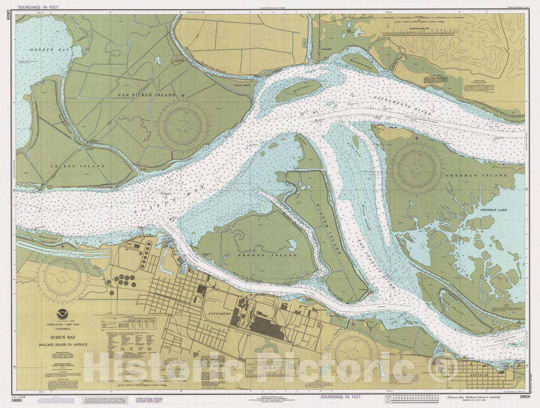 Historic Nautical Map - Suisun Bay Mallard Island To Antioch, CA, 1990 NOAA Chart - Vintage Wall Art