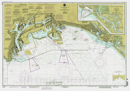 Historic Nautical Map - San Pedro Bay, CA, 1996 NOAA Chart - Vintage Wall Art