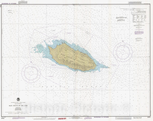 Historic Nautical Map - San Nicolas Island, CA, 1990 NOAA Chart - Vintage Wall Art