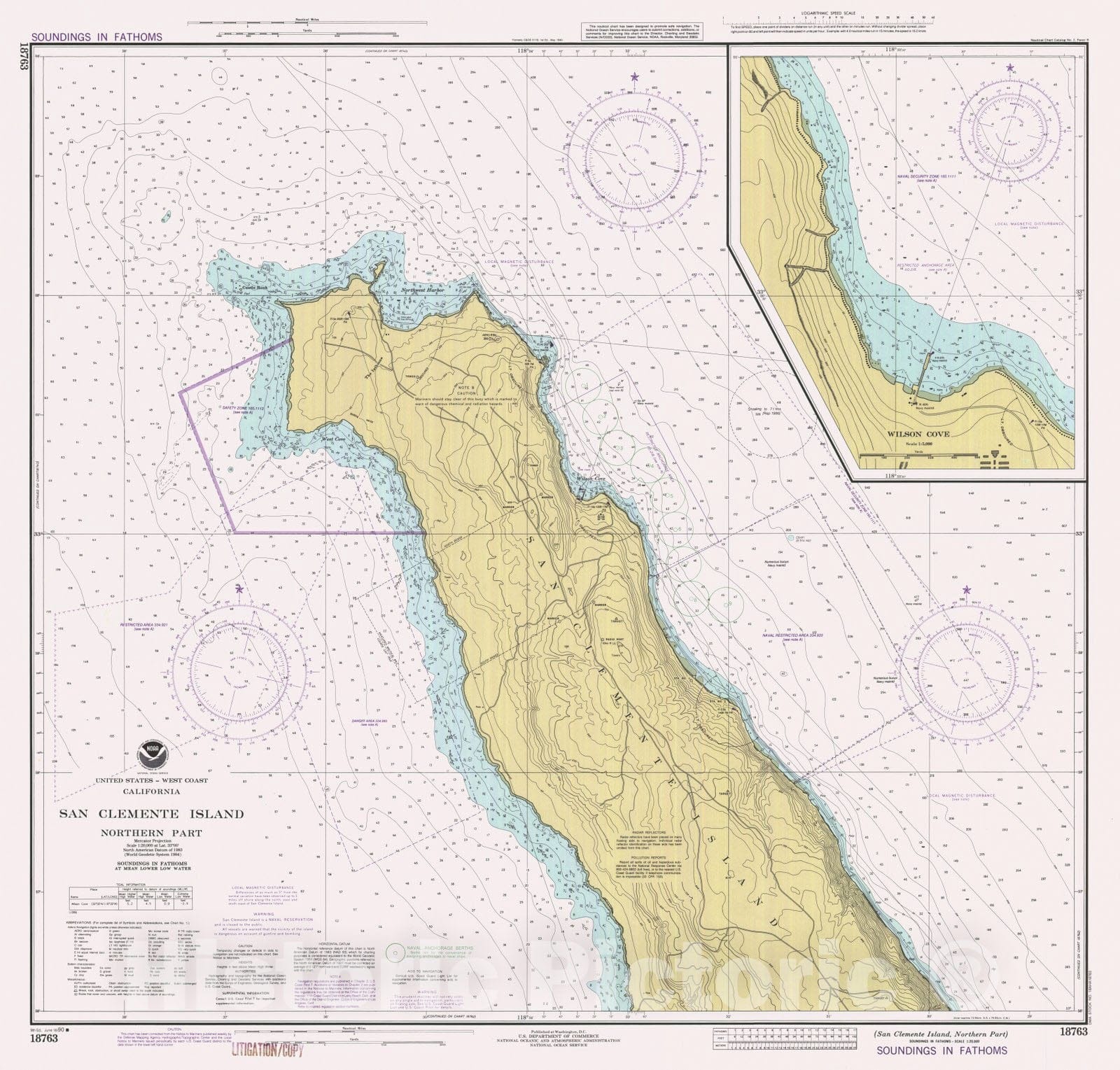 Historic Nautical Map - San Clemente Island Northern Part, CA, 1990 NOAA Chart - Vintage Wall Art