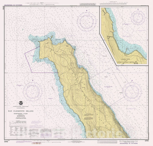 Historic Nautical Map - San Clemente Island Northern Part, CA, 1990 NOAA Chart - Vintage Wall Art