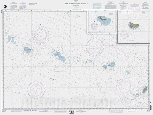 Historic Nautical Map - Niihau Island To French Frigate Shoals, HI, 2000 NOAA Chart - Vintage Wall Art