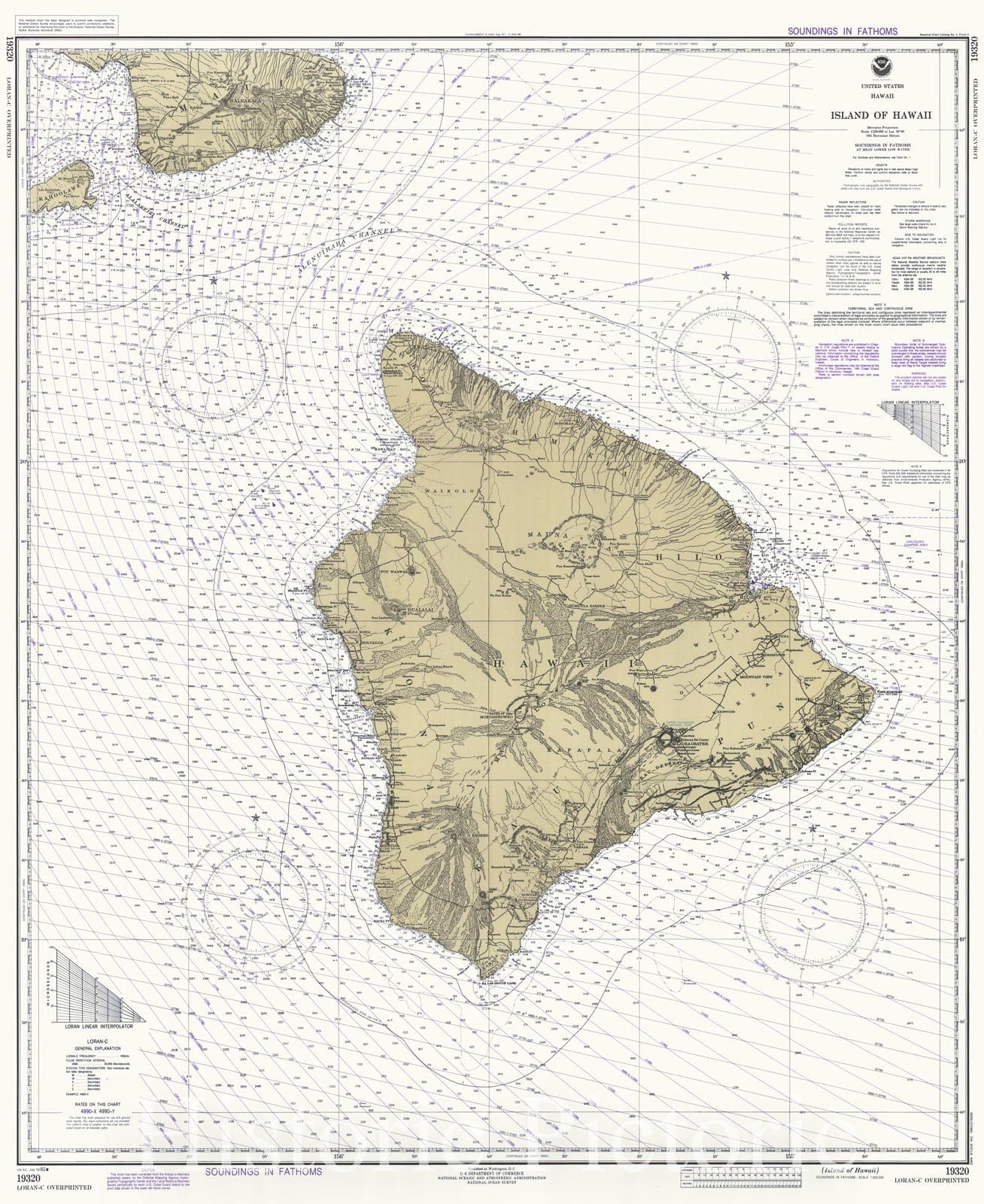 Historic Nautical Map - Island Of Hawaii, HI, 1982 NOAA Chart - Vintage Wall Art