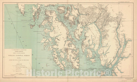 Historic Nautical Map - Tongass Sheet No 3 Tongass National Forest - Sumner Strait Prince Of Wales Island, AK, 1910 NOAA Topographic - Vintage Wall Art