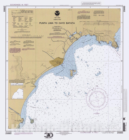 Historic Nautical Map - Punta Lima To Cayo Batata, PR, 2000 NOAA Chart - Vintage Wall Art