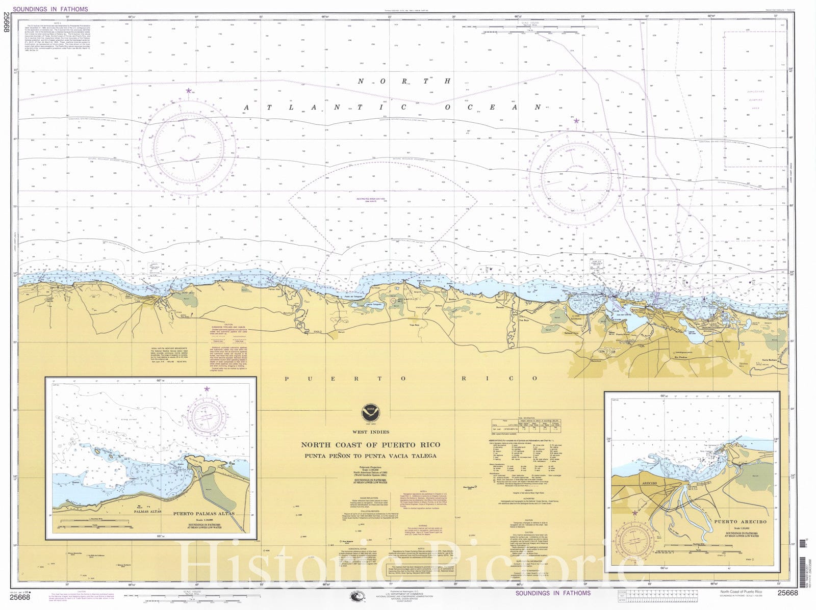 Historic Nautical Map - North Coast Of Puerto Rico, PR, 1998 NOAA Chart - Vintage Wall Art