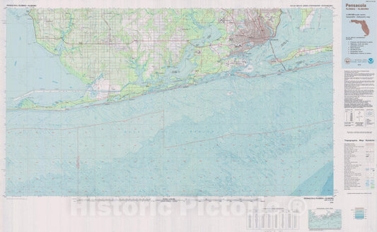 Historic Nautical Map - Pensacola, AL, FL, 1978 NOAA Topographic Bathymetric Historic Nautical Map - Vintage Wall Art