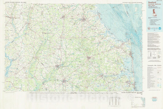 Historic Nautical Map - Seaford, MD, DE, NJ, 1984 NOAA Topographic Bathymetric Historic Nautical Map - Vintage Wall Art