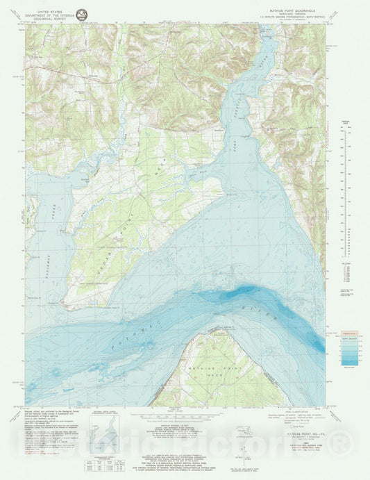 Historic Nautical Map - Mathias Point Md Va, MD, VA, 1982 NOAA Topographic Bathymetric Historic Nautical Map - Vintage Wall Art