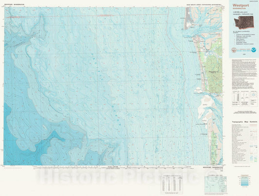 Historic Nautical Map - Westport, WA, 1989 NOAA Topographic Bathymetric Historic Nautical Map - Vintage Wall Art