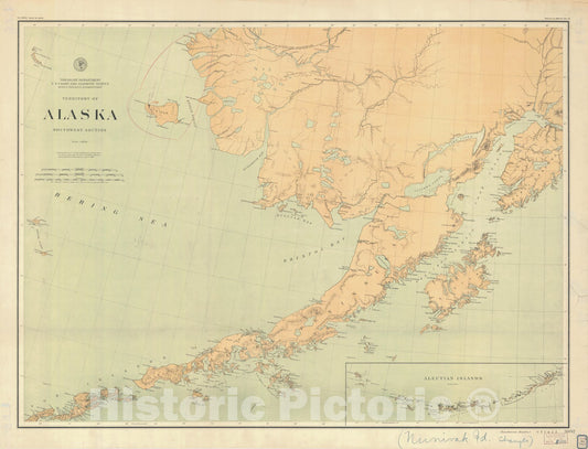 Historic Nautical Map - Territory Of Alaska Southwest Section, AK, 1898 NOAA Base Historic Nautical Map - Vintage Wall Art