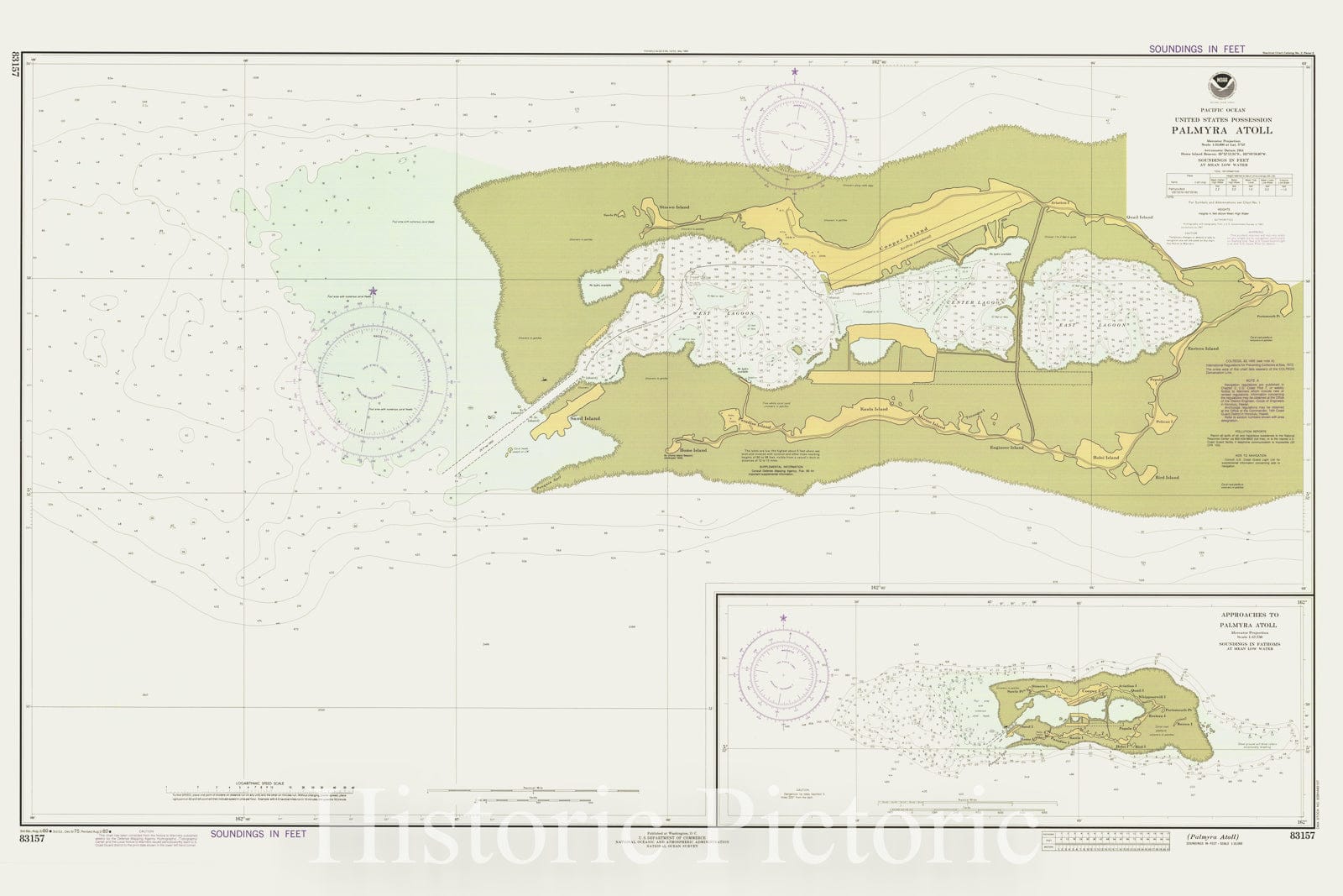Historic Nautical Map - Palmyra Atoll, PT, 1980 NOAA Chart - Vintage Wall Art