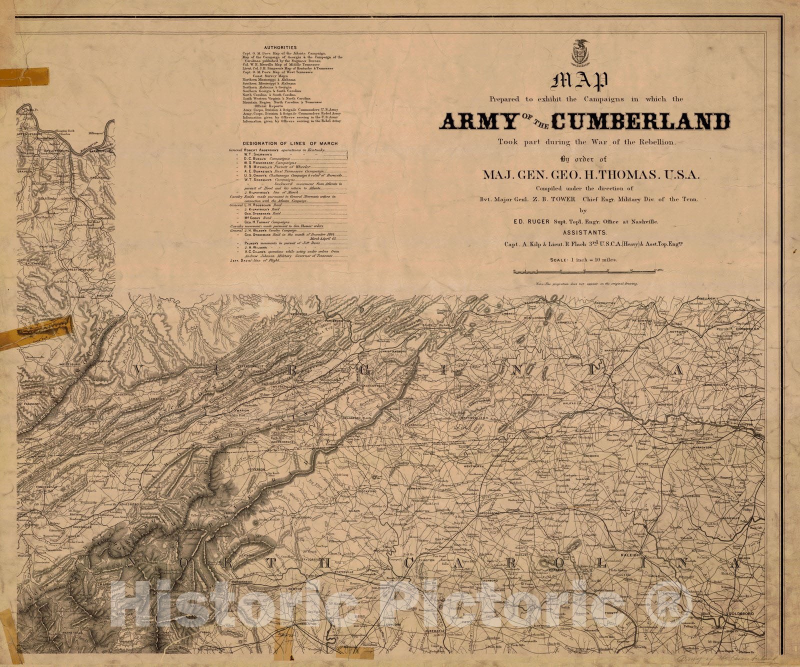 Historic Nautical Map - Army Of The Cumberland, VA, NC, 1864 Civil War Historic Nautical Map - Vintage Wall Art